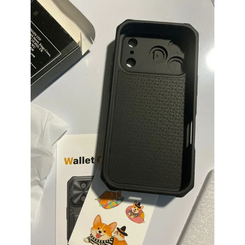 BXYJY iPhone 17 Pro Case Black Wallet Card‎ Holder Slide Camera Cover Heavy Duty